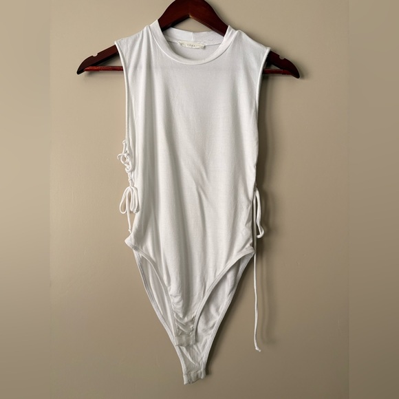 Lush Tops - Lush White Sleeveless Side-Tie Bodysuit